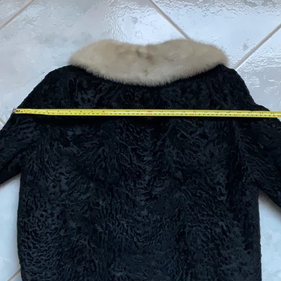 Vintage Black Curly Lamb Karakul and Blonde Mink Swing Coat, M - Picture 12 of 12